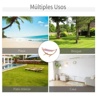 Outsunny Hamaca Tumbona 320x118x120cm Playa Camping Marco Madera Carga Max. 120kg Rojo(m-7)