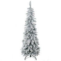 HOMCOM Arbre de Noël artificiel avec support en acier 253 branches enneigées socle pliable hauteur 135 cm vert