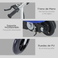 HOMCOM Patinete Eléctrico para Niños Scooter Eléctrico Plegable 120W con Manillar Ajustable Velocidad 10 km/h 78x37x99 cm Azul(m-7)