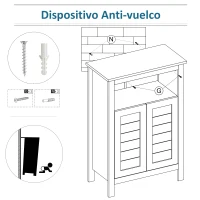 kleankin Armario Auxiliar de Baño Mueble para Baño con 2 Puertas y Estantes Interiores Ajustables para Cocina Dormitorio Salón 59x30x85 cm Gris(m-7)
