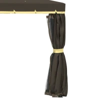 Outsunny Cenador de Jardín 3x3m Pabellón de Aluminio Exterior con Doble Techo de Ventilación 4 Cortinas Laterales y 4 Mosquiteras con Cremallera Gazebo para Fiestas Eventos Patio Café(m-9)