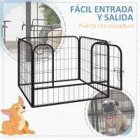 PawHut Parque para Perros de 4 Paneles Parque de Juegos Plegable para Mascotas para Exterior e Interior 82x82x60 cm Gris(m-7)