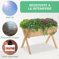 Outsunny Huerto Urbano de Madera 100x70x80 cm Mesa de Cultivo para Plantas Flores Hortalizas con Patas Elevadas 4 Orificios de Drenaje y Tela Geotextil(m-6)