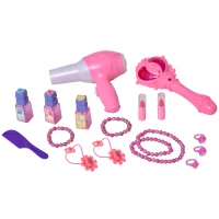 HOMCOM Juego de Tocador Infantil Accesorios de Maquillaje con Espejo de +3 Años Efectos de Luz Música Puerto de MP3 Control Remoto 45x30,5x72 cm Rosa(m-7)