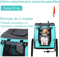 PawHut Remolque Bicicleta Perros Mascota con Anillo Bandera Reflector de Seguridad Remolque Bici Cabina 78x55x65cm(m-4)