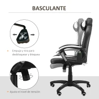 HOMCOM Sillón Giratorio Reclinable con 6 Puntos de Masaje y Calefacción Mando a Distancia 68x69x108-117cm Negro y Blanco(m-7)