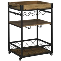 Wózek kuchenny wózek do serwowania z półką na wino i uchwytem na kieliszki hamulcami metal(m-1)