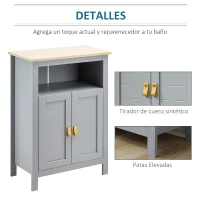 kleankin Armario Auxiliar de Baño Mueble para Baño con 2 Puertas y Estantes Interiores Ajustables para Cocina Dormitorio Salón 59x30x85 cm Gris(m-6)