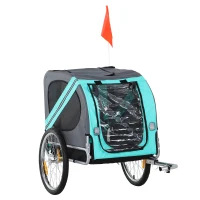 PawHut Remolque Bicicleta Perros Mascota con Anillo Bandera Reflector de Seguridad Remolque Bici Cabina 78x55x65cm(m-1)