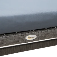 Outsunny Conjunto de Jardín de Ratán Sintético con Sofá Esquinero de 2 Módulos Banco y Mesa con Encimera de Cristal Gris(m-8)