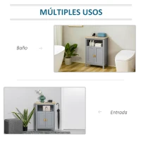 kleankin Armario Auxiliar de Baño Mueble para Baño con 2 Puertas y Estantes Interiores Ajustables para Cocina Dormitorio Salón 59x30x85 cm Gris(m-8)