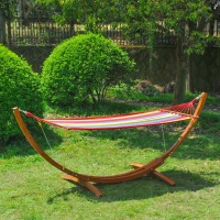 Outsunny Hamaca Tumbona 320x118x120cm Playa Camping Marco Madera Carga Max. 120kg Rojo(m-2)