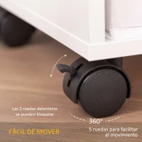 HOMCOM Organizador de Juguetes con 5 Ruedas 3 Cubos de Almacenamiento y 2 Cajones de Tela Extraíbles 90x30x37,9 cm Blanco(m-5)