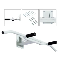 HOMCOM Barra de Dominadas de Pared Pull-Up Bar Barra de Tracción Multifuncional para Entrenamiento Fitness en Gimnasio Casa Carga 130 kg Acero 118x44x20 cm Blanco(m-8)