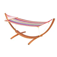 Outsunny Hamaca Tumbona 320x118x120cm Playa Camping Marco Madera Carga Max. 120kg Rojo(m-1)