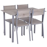 HOMCOM 5 Piezas Conjunto de Mesa y 4 Sillas de Comedor Juego Muebles de Cocina Sala Conjunto de Comdedor Moderno Madera y Metal(m-4)