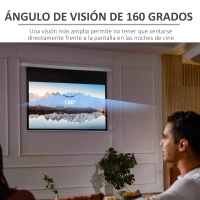HOMCOM Pantalla de Proyector Eléctrica 80 Pulgadas Pantalla Proyección 16:9 con Mando a Distancia 209x7,5x142 cm Blanco(m-5)