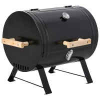 Outsunny Barbacoa de Carbón de Sobremesa Parilla de Barbacoa Compacta con Termómetro y Asas para Jardín BBQ 50x35x39 cm Negro(m-1)