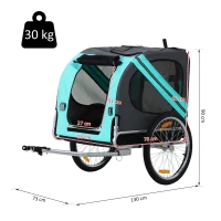PawHut Remolque Bicicleta Perros Mascota con Anillo Bandera Reflector de Seguridad Remolque Bici Cabina 78x55x65cm(m-3)