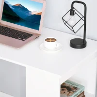 HOMCOM Escritorio con Estantería Librería Reversible Mesa de Ordenador con 6 Estantes de Almacenaje Estilo Moderno para Oficina Estudio Despacho 120x55x120 cm Blanco(m-7)