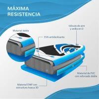 Outsunny Tabla de Paddle Surf Hinchable Plegable 300x76x15 cm con Remo de aluminio Ajustable Desmontable Cubierta Antideslizante Bolsa de Transporte y Kit de Reparación Carga 120 kg(m-5)