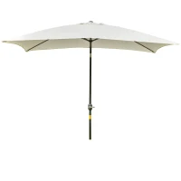 Outsunny Sombrilla de Aluminio 200x300x240 cm Parasol Rectangular de Jardín Inclinable con Manivela y Poste Desmontable para Terraza Piscina Patio Exterior Crema(m-1)