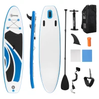 Outsunny Tabla de Paddle Surf Hinchable Plegable 300x76x15 cm con Remo de aluminio Ajustable Desmontable Cubierta Antideslizante Bolsa de Transporte y Kit de Reparación Carga 120 kg(m-1)