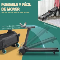 HOMCOM Cinta de Correr Andar Eléctrica Plegable con Velocidad hasta 14 km/h Pantalla LCD Superficie de Carrera de 42x130 cm Inclinación Manual y Ruedas de Transporte 164x70x125 cm Negro(m-4)