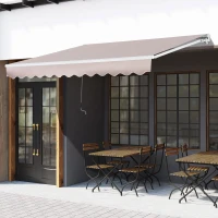 Outsunny Toldo Manual con Manivela 3x2m Toldo con Brazo Plegable Retráctil Ángulo Ajustable de Aluminio Protección Solar para Puerta Ventanas Balcón Beige(m-2)