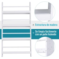 HOMCOM Estantería de Pared de Libros con 4 Estantes Librería Infantil para Hogar Oficina Carga 30kg 59x12x113cm Blanco(m-6)