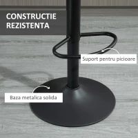 HOMCOM Set de 2 scaune de bar in stil industrial cu spatar din microfibra, suport pentru picioare si inaltime reglabila gri(m-6)