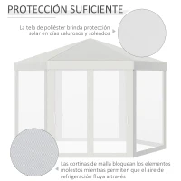 Outsunny Carpa Hexagonal con Mosquiteras con Cremallera para Jardín y Terraza Gazebo tipo Cenador 197 cm cada Lado Crema(m-4)