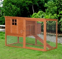 PawHut Gallinero Exterior Madera Jaula para Gallinas con Bandeja Corredor Caja Nido Techo Abatible Animales Pequeños Pollo 168x110.5x101.5cm(m-2)