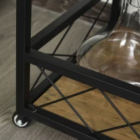 Wózek kuchenny wózek do serwowania z półką na wino i uchwytem na kieliszki hamulcami metal(m-9)