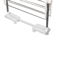 HOMCOM Tendedero de Ropa Plegable 80x55x172 cm con 6 Ruedas y 4 Estantes con Altura Regulable de Acero Inoxidable Plateado(m-9)