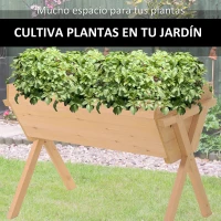 Outsunny Huerto Urbano de Madera 100x70x80 cm Mesa de Cultivo para Plantas Flores Hortalizas con Patas Elevadas 4 Orificios de Drenaje y Tela Geotextil(m-4)