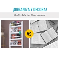 HOMCOM Estantería de Pared de Libros con 4 Estantes Librería Infantil para Hogar Oficina Carga 30kg 59x12x113cm Blanco(m-5)