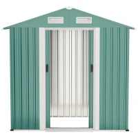 Outsunny 6x3ft Garden Metal Storage Shed w/ Double Sliding Door & Air Vents, Tool Storage for Backyard Patio Lawn, Green(m-11)