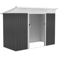 Outsunny 7.6 x 4.3ft Garden Storage Shed with Lockable Sliding Doors and Ventilation, Metal Garden Tool Storage House, Dark Grey(m-11)