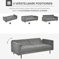 HOMCOM 3-osobowa sofa rozkładana z funkcją spania Łóżko Box Vintage Grey(m-5)