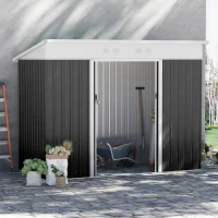 Outsunny 7.6 x 4.3ft Garden Storage Shed with Lockable Sliding Doors and Ventilation, Metal Garden Tool Storage House, Dark Grey(m-2)