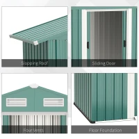 Outsunny 6x3ft Garden Metal Storage Shed w/ Double Sliding Door & Air Vents, Tool Storage for Backyard Patio Lawn, Green(m-5)
