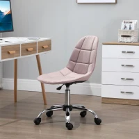Vinsetto Sedia da Ufficio Girevole , Design Ergonomico e Regolabile Senza Braccioli, Rosa, 59x59x81-91cm(m-2)