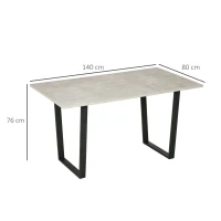HOMCOM Esstisch Beistelltisch mit Kufengestell modern Küchentisch im Zementoptik Beton Esszimmertisch Tisch Hellgrau 140 x 80 x 76 cm(m-3)