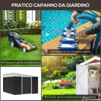 Outsunny Ripostiglio da Giardino con Porta Scorrevole, in Acciaio, 345x280.5x169-201cm, Nero(m-7)