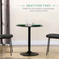 HOMCOM 75H x Φ70cm Two-Person Minimalistic Dining Table - Black(m-4)