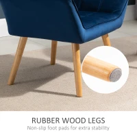 HOMCOM Accent Chair, Arm Chair with Wide Arms, Slanted Back, Thick Padding and Rubber Wooden Legs for Living Room Blue(m-6)