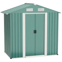 Outsunny 6x3ft Garden Metal Storage Shed w/ Double Sliding Door & Air Vents, Tool Storage for Backyard Patio Lawn, Green(m-1)