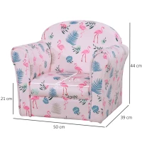 HOMCOM kinderbank mini-bank-stoel met antislipvoetjes patroon met roze flamingo‘s(m-3)