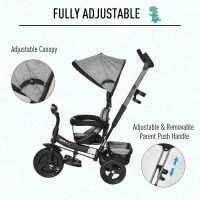 HOMCOM Kids Polyester Sun Canopy Ride-On Tricycle Baby Stroller w/ Handle Purple(m-5)